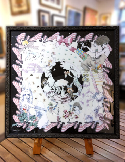 宇野亞喜良　風呂敷の額装1