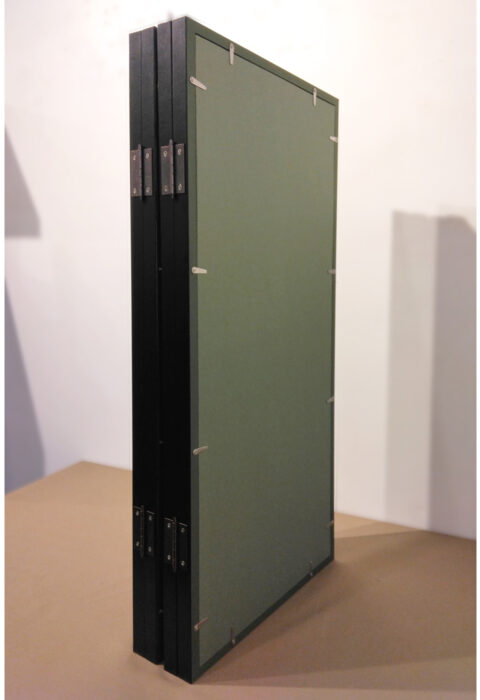 鶏の絵4点　屏風額装4